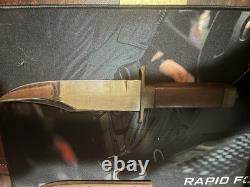 Vintage Hand Made Bowie Knife with wood sheath really cool