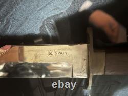 Vintage Hand Made Bowie Knife with wood sheath really cool