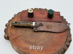 Vintage Handmade Puma 6377 White Hunter Stag Handle withsheath Solingen -809.26