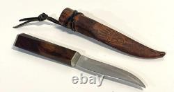 Vintage Helle Bard Knife With Leather Sheath Norway