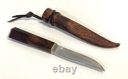 Vintage Helle Bard Knife With Leather Sheath Norway