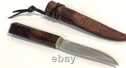 Vintage Helle Bard Knife With Leather Sheath Norway
