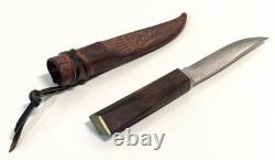 Vintage Helle Bard Knife With Leather Sheath Norway