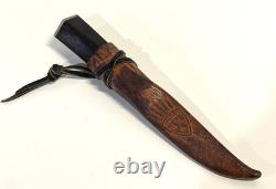 Vintage Helle Bard Knife With Leather Sheath Norway