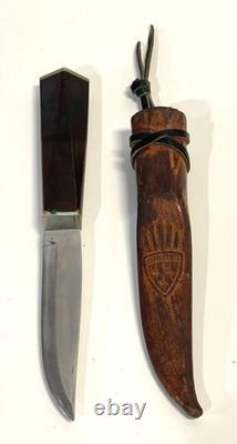 Vintage Helle Bard Knife With Leather Sheath Norway