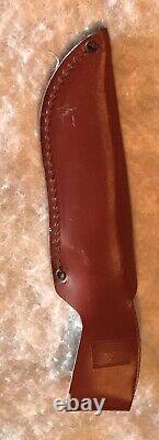 Vintage Hubertus Stag Fixed Blade Companion Hunting Knife with Leather Sheath