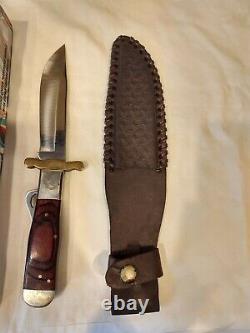 Vintage Hunting Knife 10 Stainless Steel Blade Leather Sheath Pakistan Case EUC