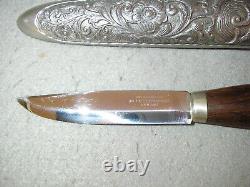 Vintage Hunting Knife Helle Fabrikker 18/8+ High Carbon Edge with Pewter Sheath