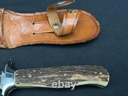 Vintage INOX Bowie Stag Fixed Blade Knife withSheath