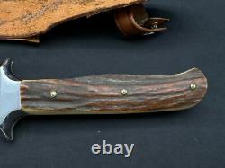 Vintage INOX Bowie Stag Fixed Blade Knife withSheath