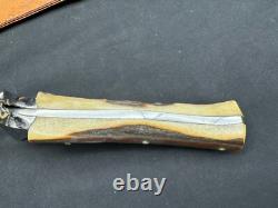 Vintage INOX Bowie Stag Fixed Blade Knife withSheath