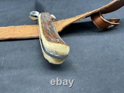 Vintage INOX Bowie Stag Fixed Blade Knife withSheath
