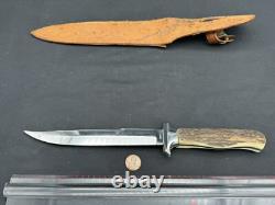 Vintage INOX Bowie Stag Fixed Blade Knife withSheath