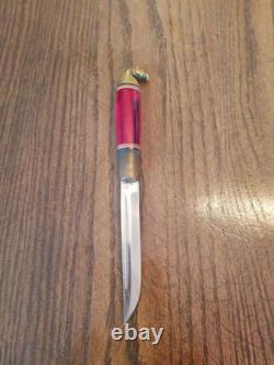 Vintage Iisakki Järvenpää Horsehead Puukko Knife withSheath