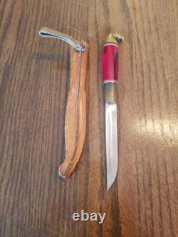 Vintage Iisakki Järvenpää Horsehead Puukko Knife withSheath
