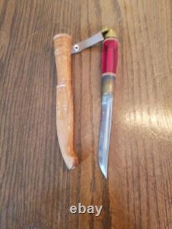 Vintage Iisakki Järvenpää Horsehead Puukko Knife withSheath