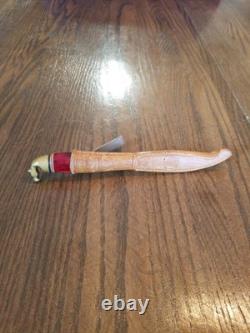 Vintage Iisakki Järvenpää Horsehead Puukko Knife withSheath
