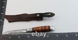 Vintage Iisakki Jarvenpaa Small Finnish Puukko Hunting Knife & Leather Sheath