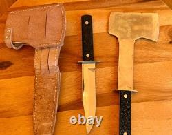 Vintage Imperial USA Ka77 Husky Camping Hunting Survival Knife/ Axe W Leather