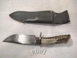 Vintage Indian Ridge Sheffield England Stag Handle Fixed Blade Hunting Knife