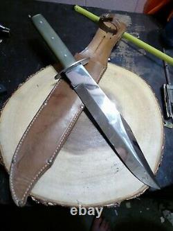 Vintage Itailian Knife Old Hefty XL Bowie Germany case hunting Survive Cowboys