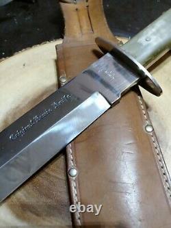 Vintage Itailian Knife Old Hefty XL Bowie Germany case hunting Survive Cowboys