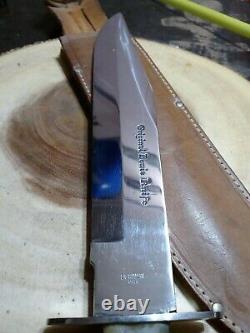 Vintage Itailian Knife Old Hefty XL Bowie Germany case hunting Survive Cowboys