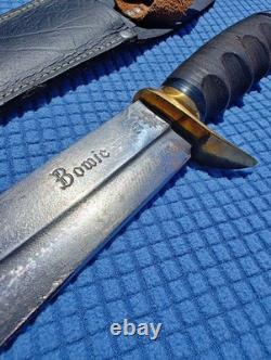 Vintage Italian Rhino Combat Bowie Hunting Knife GC CO Italy 370 with Sheath