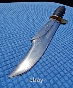 Vintage Italian Rhino Combat Bowie Hunting Knife GC CO Italy 370 with Sheath