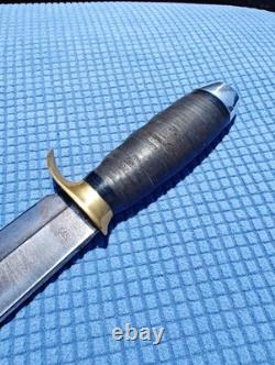 Vintage Italian Rhino Combat Bowie Hunting Knife GC CO Italy 370 with Sheath