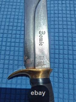 Vintage Italian Rhino Combat Bowie Hunting Knife GC CO Italy 370 with Sheath