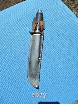 Vintage Italian Rhino Combat Bowie Hunting Knife GC CO Italy 370 with Sheath