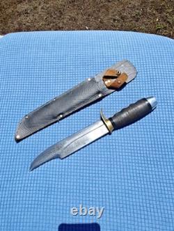 Vintage Italian Rhino Combat Bowie Hunting Knife GC CO Italy 370 with Sheath