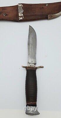 Vintage J. A. Hellberg Eskilstuna Hunting KNIFE with Sheath Wrapped Handle SWEDEN