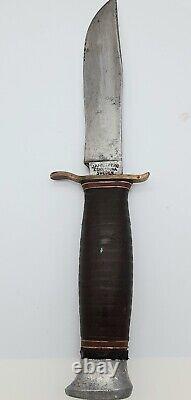 Vintage J. A. Hellberg Eskilstuna Hunting KNIFE with Sheath Wrapped Handle SWEDEN