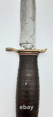 Vintage J. A. Hellberg Eskilstuna Hunting KNIFE with Sheath Wrapped Handle SWEDEN