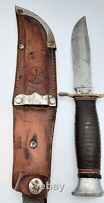 Vintage J. A. Hellberg Eskilstuna Hunting KNIFE with Sheath Wrapped Handle SWEDEN