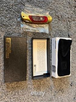 Vintage J A Henckels 4 Folding Lock Back Hunting Knife NOS Red Bone Rare