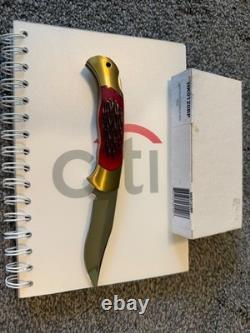 Vintage J A Henckels 4 Folding Lock Back Hunting Knife NOS Red Bone Rare