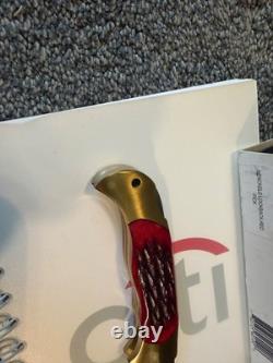 Vintage J A Henckels 4 Folding Lock Back Hunting Knife NOS Red Bone Rare