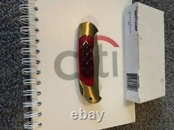 Vintage J A Henckels 4 Folding Lock Back Hunting Knife NOS Red Bone Rare