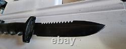 Vintage Japan Explorer Wilderness Fixed 6 Blade Knife #21-049 WithLeather Sheath