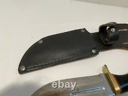 Vintage Japan Japanese Hibben Design Skinner Bowie Hunting Knife withSheath Nice