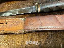 Vintage KA-BAR 1207 Fixed Blade Knife with Leather Sheath, 11