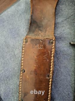 Vintage KA-BAR Fixed Blade Knife, USN Marked with Leather carrier
