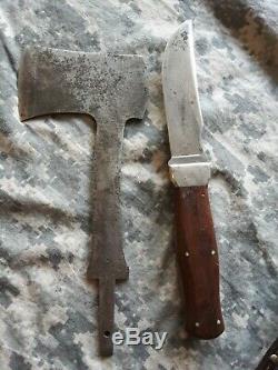 Vintage KA-BAR Union Cutlery Knife/Hatchet Combo Set Leather RARE