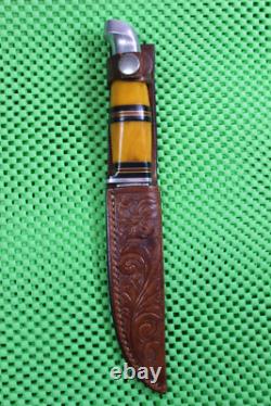 Vintage KINFOLKS Fixed Blade Y330 Butterscotch Bakelite Handle Hunting Knife