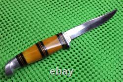 Vintage KINFOLKS Fixed Blade Y330 Butterscotch Bakelite Handle Hunting Knife