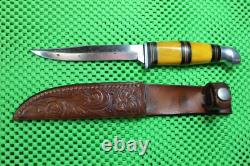 Vintage KINFOLKS Fixed Blade Y330 Butterscotch Bakelite Handle Hunting Knife