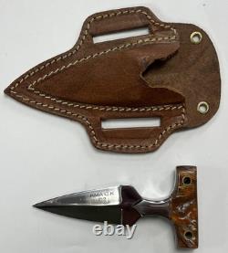 Vintage KMA C. K. D2 Fixed Blade Knife With Custom Leather Sheath